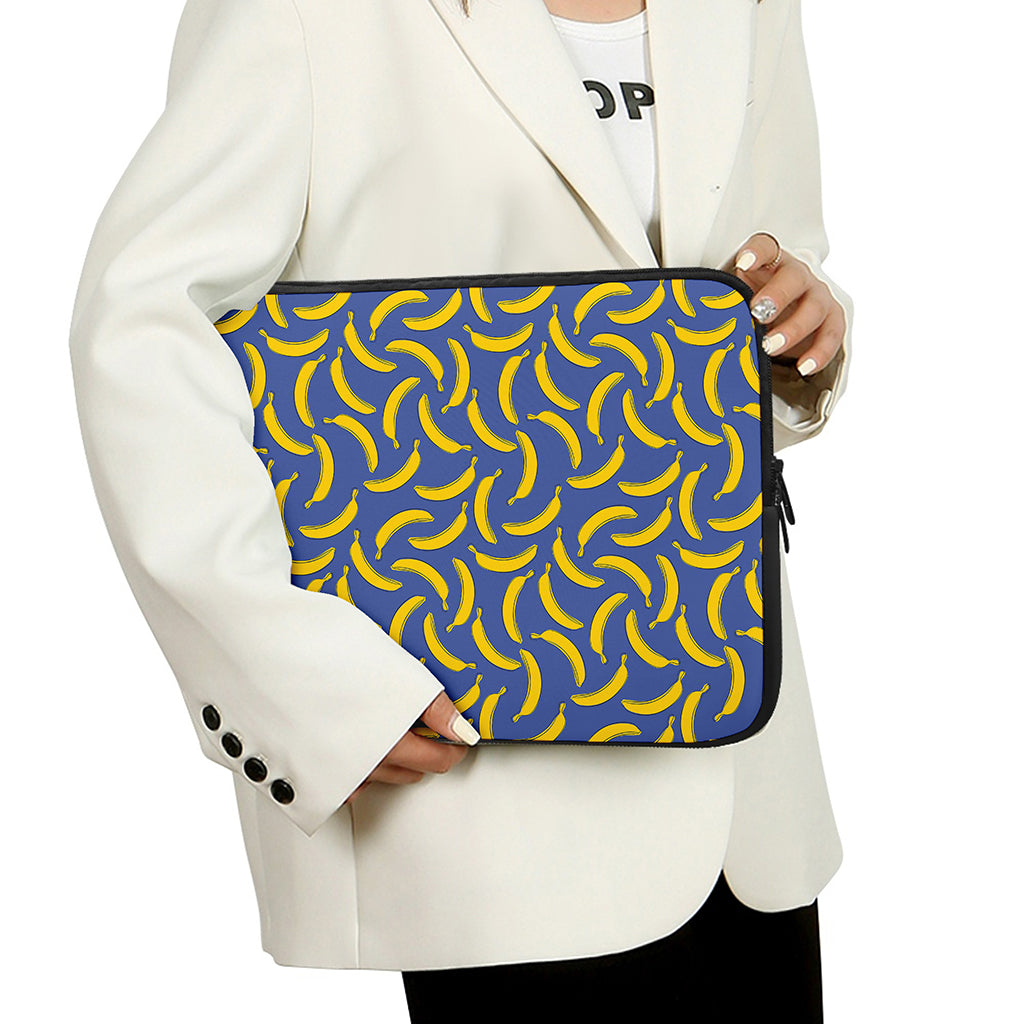 Blue And Yellow Banana Pattern Print Laptop Sleeve