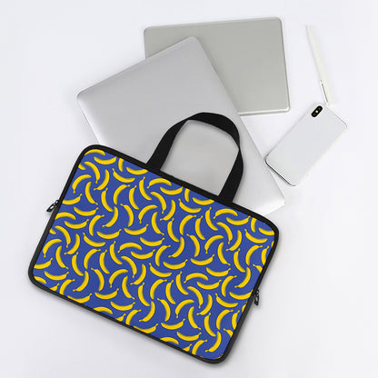 Blue And Yellow Banana Pattern Print Laptop Sleeve With Handle