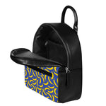 Blue And Yellow Banana Pattern Print Leather Backpack