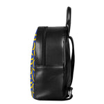 Blue And Yellow Banana Pattern Print Leather Backpack