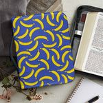 Blue And Yellow Banana Pattern Print Leather Bible Cover