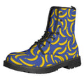 Blue And Yellow Banana Pattern Print Lace-Up Boots