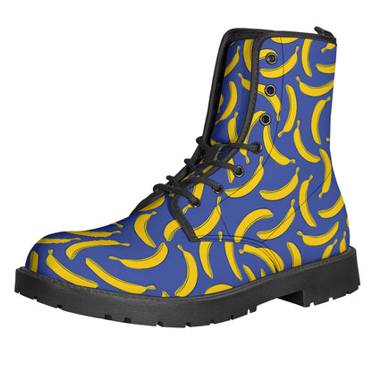 Blue And Yellow Banana Pattern Print Backpack