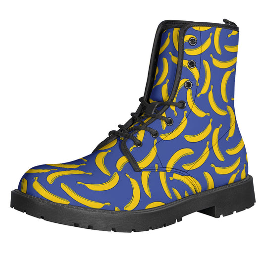 Blue And Yellow Banana Pattern Print Backpack