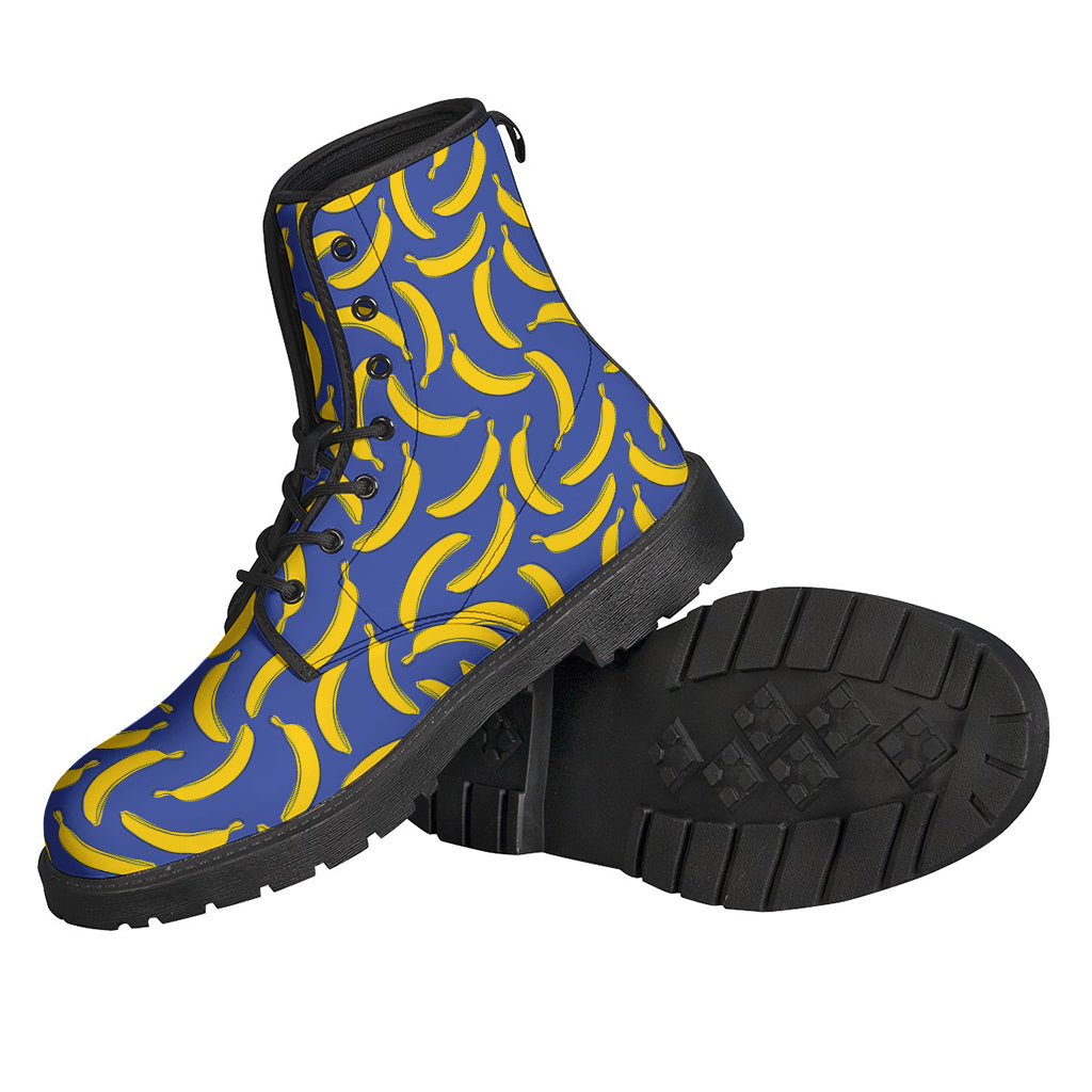 Blue And Yellow Banana Pattern Print Backpack
