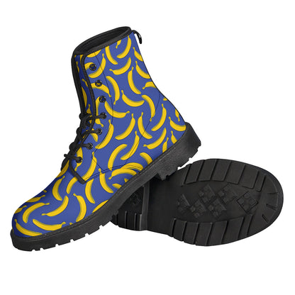 Blue And Yellow Banana Pattern Print Backpack