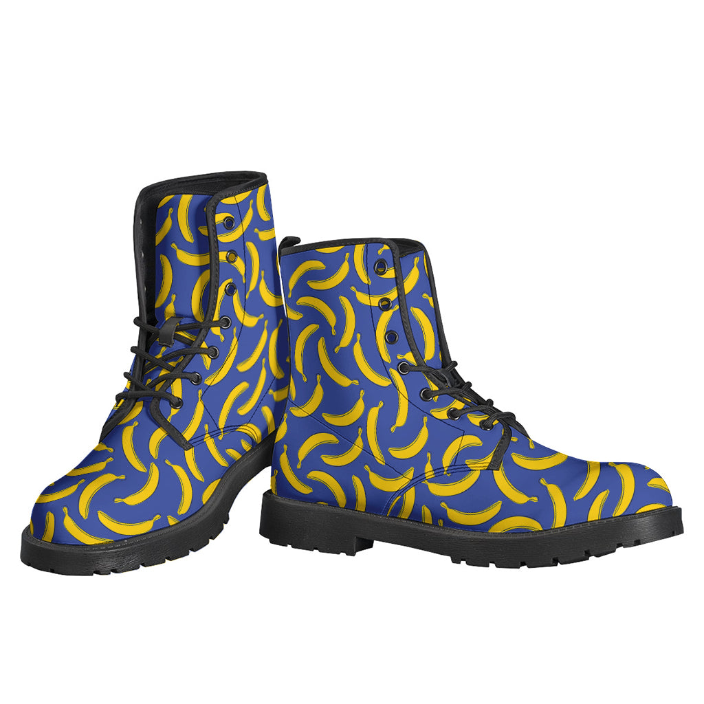 Blue And Yellow Banana Pattern Print Backpack