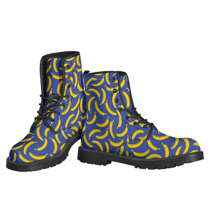 Blue And Yellow Banana Pattern Print Backpack