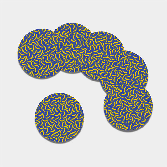 Blue And Yellow Banana Pattern Print Leather Coaster Set