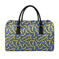 Blue And Yellow Banana Pattern Print Leather Duffel Bag