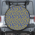 Blue And Yellow Banana Pattern Print Leather Spare Tire Cover