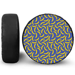 Blue And Yellow Banana Pattern Print Leather Spare Tire Cover