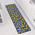 Blue And Yellow Banana Pattern Print Long Kitchen Mat