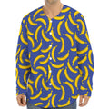 Blue And Yellow Banana Pattern Print Long Sleeve Baseball Jersey