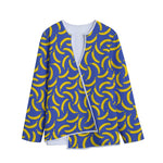 Blue And Yellow Banana Pattern Print Long Sleeve Short Coat