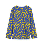 Blue And Yellow Banana Pattern Print Long Sleeve Short Coat