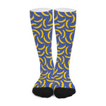 Blue And Yellow Banana Pattern Print Long Socks