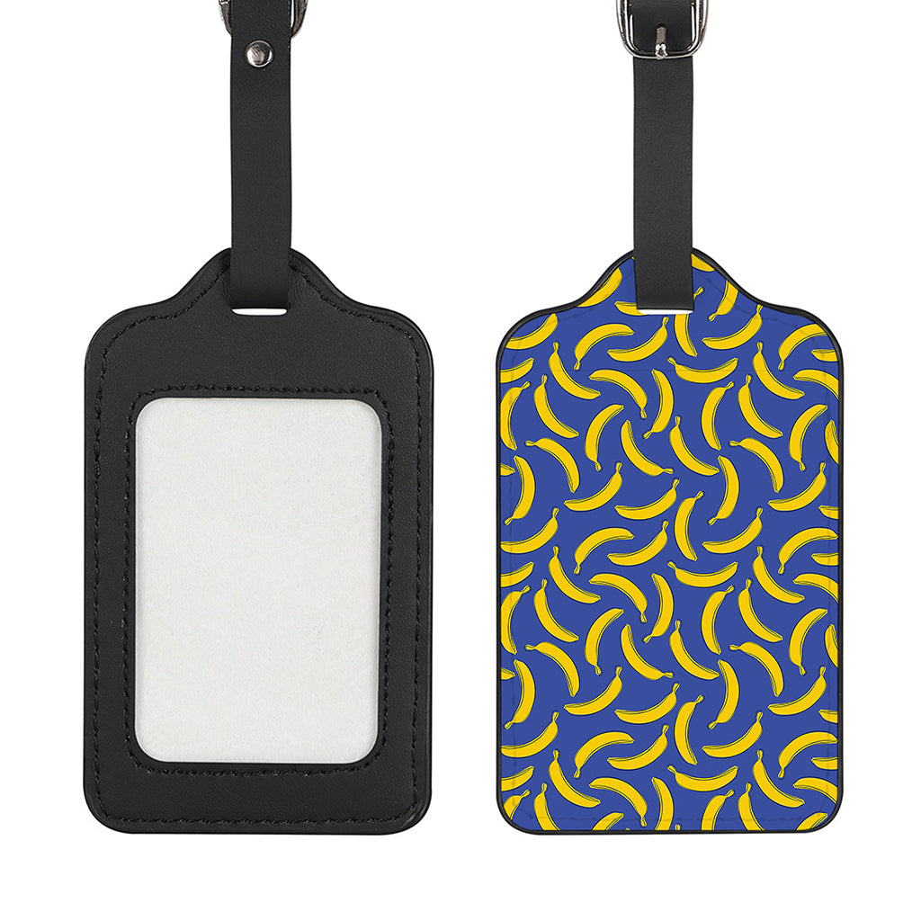 Blue And Yellow Banana Pattern Print Luggage Tag