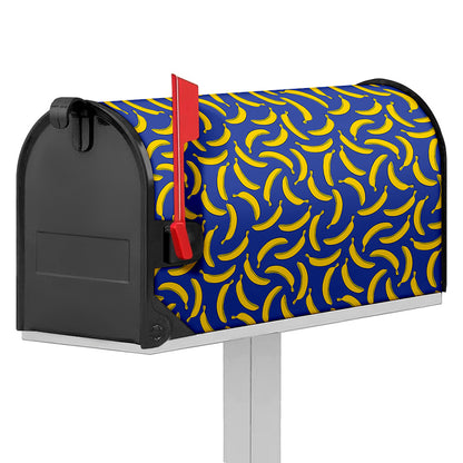Blue And Yellow Banana Pattern Print Mailbox Cover
