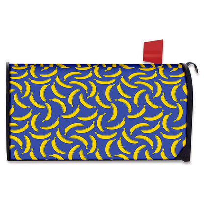 Blue And Yellow Banana Pattern Print Mailbox Cover