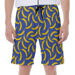 Blue And Yellow Banana Pattern Print Men's Beach Shorts
