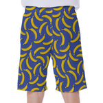 Blue And Yellow Banana Pattern Print Men's Beach Shorts