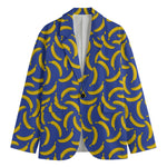 Blue And Yellow Banana Pattern Print Men's Blazer