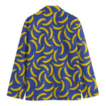 Blue And Yellow Banana Pattern Print Men's Blazer
