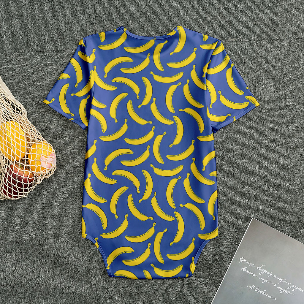 Blue And Yellow Banana Pattern Print Men's Bodysuit