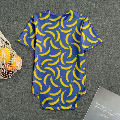 Blue And Yellow Banana Pattern Print Men's Bodysuit