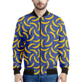Blue And Yellow Banana Pattern Print Men's Bomber Jacket