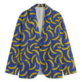 Blue And Yellow Banana Pattern Print Men's Cotton Blazer