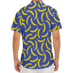 Blue And Yellow Banana Pattern Print Men's Deep V-Neck Shirt