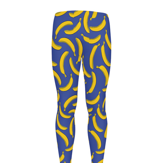 Blue And Yellow Banana Pattern Print Men's leggings
