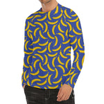 Blue And Yellow Banana Pattern Print Men's Long Sleeve Rash Guard
