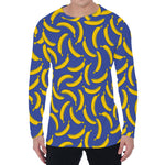 Blue And Yellow Banana Pattern Print Men's Long Sleeve T-Shirt