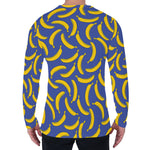 Blue And Yellow Banana Pattern Print Men's Long Sleeve T-Shirt