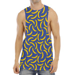 Blue And Yellow Banana Pattern Print Men's Muscle Tank Top