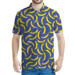 Blue And Yellow Banana Pattern Print Men's Polo Shirt