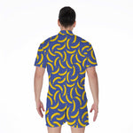 Blue And Yellow Banana Pattern Print Men's Rompers