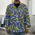 Blue And Yellow Banana Pattern Print Men's Shirt Jacket