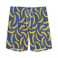 Blue And Yellow Banana Pattern Print Men's Athletic Shorts