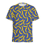 Blue And Yellow Banana Pattern Print Men's Sports T-Shirt