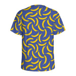 Blue And Yellow Banana Pattern Print Men's Sports T-Shirt