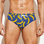 Blue And Yellow Banana Pattern Print Men's Swim Briefs