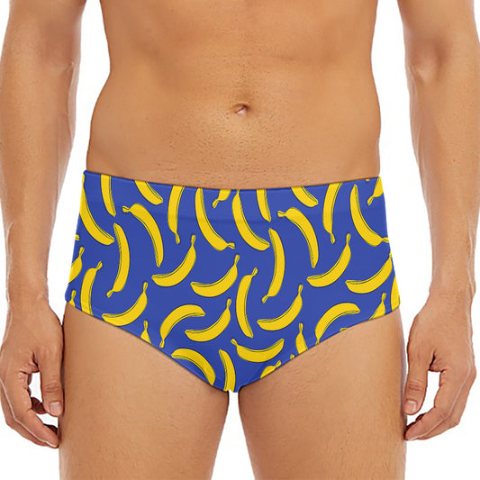 Blue And Yellow Banana Pattern Print Men's Triangle Swim Briefs