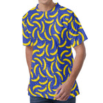 Blue And Yellow Banana Pattern Print Men's Velvet T-Shirt