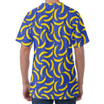 Blue And Yellow Banana Pattern Print Men's Velvet T-Shirt