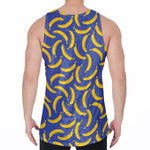 Blue And Yellow Banana Pattern Print Men's Velvet Tank Top