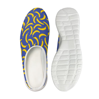 Blue And Yellow Banana Pattern Print Mesh Casual Shoes